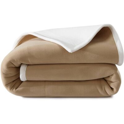Becquet Couverture très chaude 700g/m² beige en microfibre - POLAIRE BICOLORE 180 x 220 cm unisex - Publicité Becquet Couverture très chaude 700g/m² beige en microfibre - POLAIRE BICOLORE 180 x 220 cm unisex - Publicité