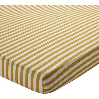 Becquet Drap housse en coton jaune ocre à rayures - ANDERSON 140 x 190 cm unisex - Publicité Becquet Drap housse en coton jaune ocre à rayures - ANDERSON 140 x 190 cm unisex - Publicité