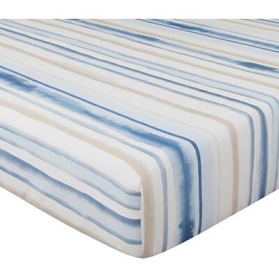 Becquet Drap-housse en coton blanc à rayures - MARÉE HAUTE 140 x 190 cm unisex - Publicité Becquet Drap-housse en coton blanc à rayures - MARÉE HAUTE 140 x 190 cm unisex - Publicité
