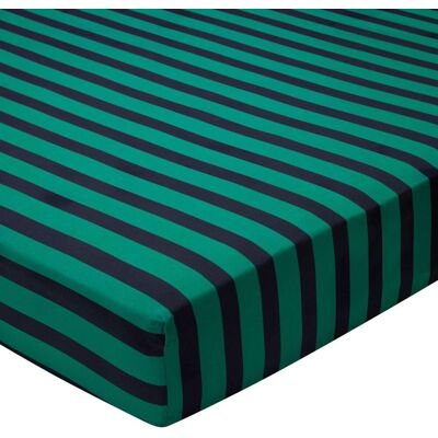 Becquet Drap housse coton vert rayures noir - MYSTERIEUX 140 x 190 cm unisex - Publicité Becquet Drap housse coton vert rayures noir - MYSTERIEUX 140 x 190 cm unisex - Publicité