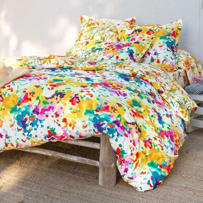 Becquet Drap plat coton écru graphique multicolore - ROMY 240 x 300 cm unisex - Publicité Becquet Drap plat coton écru graphique multicolore - ROMY 240 x 300 cm unisex - Publicité
