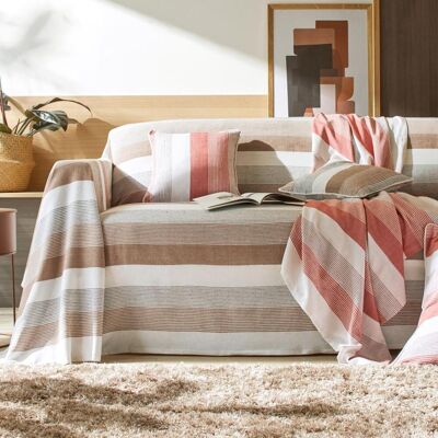 Becquet Jeté de canapé marron chocolat à rayures - TRÉPORT RAYE 270 x 245 cm unisex - Publicité Becquet Jeté de canapé marron chocolat à rayures - TRÉPORT RAYE 270 x 245 cm unisex - Publicité