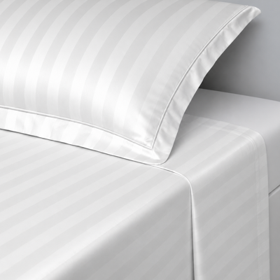 3S. x Tertio Drap Plat satin de Coton rayé - Blanc 240 x 300 cm unisex - Publicité 3S. x Tertio Drap Plat satin de Coton rayé - Blanc 240 x 300 cm unisex - Publicité