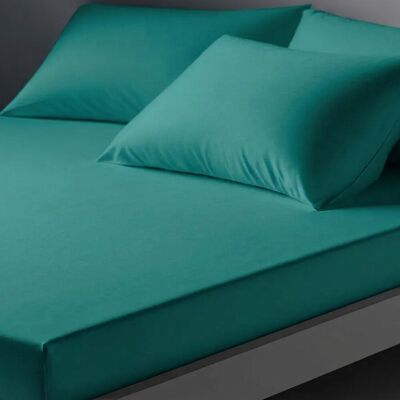 3S. x Tertio Drap housse coton - Vert - Emeraude 140 x 190 cm unisex - Publicité 3S. x Tertio Drap housse coton - Vert - Emeraude 140 x 190 cm unisex - Publicité