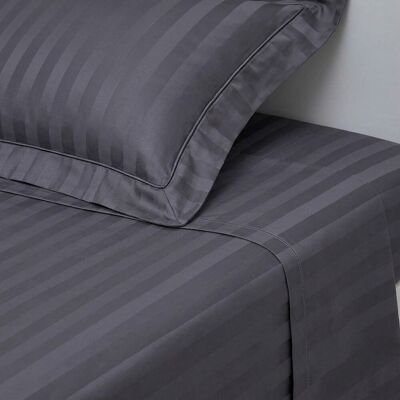 3S. x Tertio Drap Plat rayé satin de Coton - Gris - Anthracite 240 x 300 cm unisex - Publicité 3S. x Tertio Drap Plat rayé satin de Coton - Gris - Anthracite 240 x 300 cm unisex - Publicité