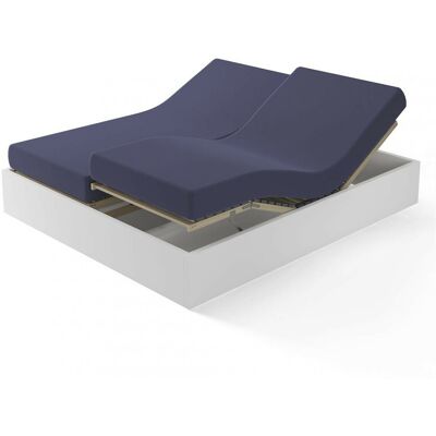 3S. x Tertio Drap-housse uni spécial sommier articulés satin de coton - Bleu - Indigo 2 x 80 x 200 cm unisex - Publicité 3S. x Tertio Drap-housse uni spécial sommier articulés satin de coton - Bleu - Indigo 2 x 80 x 200 cm unisex - Publicité