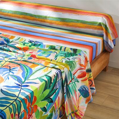 Becquet Drap plat en coton TROPIC DREAMS - Multicolore 240 x 300 cm unisex - Publicité Becquet Drap plat en coton TROPIC DREAMS - Multicolore 240 x 300 cm unisex - Publicité