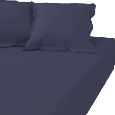 3S. x Tertio Drap-housse grand bonnet XL Coton - Bleu - Indigo 140 x 190 cm unisex - Publicité 3S. x Tertio Drap-housse grand bonnet XL Coton - Bleu - Indigo 140 x 190 cm unisex - Publicité