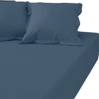 3S. x Tertio Drap-housse grand bonnet XL satin de Coton uni - Bleu - Indigo 180 x 200 cm unisex - Publicité 3S. x Tertio Drap-housse grand bonnet XL satin de Coton uni - Bleu - Indigo 180 x 200 cm unisex - Publicité