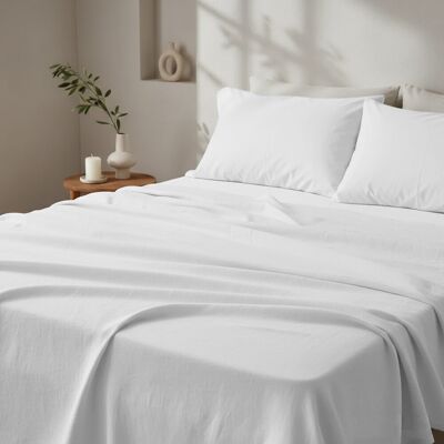 3S. x Signature Drap plat Luxe Percale de coton Bio - Blanc - Écume 240 x 300 cm unisex - Publicité 3S. x Signature Drap plat Luxe Percale de coton Bio - Blanc - Écume 240 x 300 cm unisex - Publicité