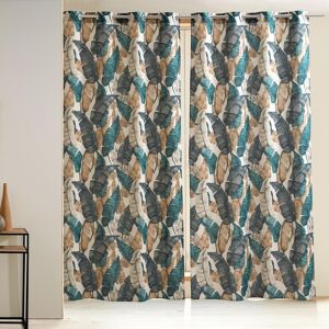 Becquet Rideau en coton motifs feuilles Bleu CANNA 135 x 260 cm unisex - Publicité Becquet Rideau en coton motifs feuilles Bleu CANNA 135 x 260 cm unisex - Publicité