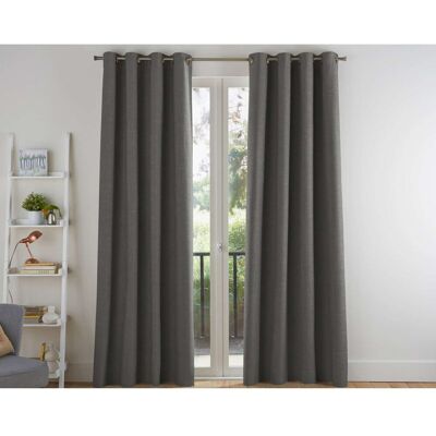 Becquet Rideau à oeillets unis occultants thermiques aspect chambray - Gris 135 x 180 cm unisex - Publicité Becquet Rideau à oeillets unis occultants thermiques aspect chambray - Gris 135 x 180 cm unisex - Publicité