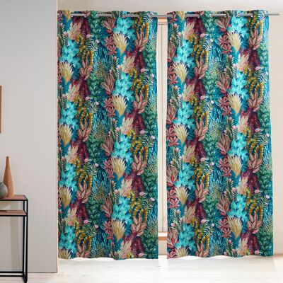 Becquet Rideau coton à imprimé tropical bleu marine GOA 135 x 180 cm unisex - Publicité Becquet Rideau coton à imprimé tropical bleu marine GOA 135 x 180 cm unisex - Publicité