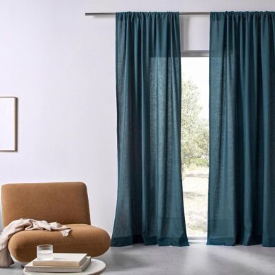 Becquet Rideau passe-tringle en lin lavé bleu orage uni - LIN LAVÉ 135 x 180 cm unisex - Publicité Becquet Rideau passe-tringle en lin lavé bleu orage uni - LIN LAVÉ 135 x 180 cm unisex - Publicité