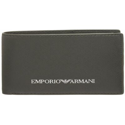 Emporio Armani Maroquinerie Porte-Monnaie - Bi-Fold Wallet noir en cuir male - Publicité Emporio Armani Maroquinerie Porte-Monnaie - Bi-Fold Wallet noir en cuir male - Publicité