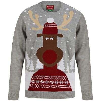 Merry Christmas Pull de noel homme gris clair L male - Publicité Merry Christmas Pull de noel homme gris clair L male - Publicité