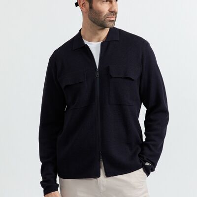 New Man Gilet Bleu col polo en laine L male - Publicité New Man Gilet Bleu col polo en laine L male - Publicité