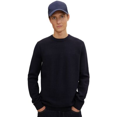 Tom Tailor Pull Bleu marine col rond en coton M male - Publicité Tom Tailor Pull Bleu marine col rond en coton M male - Publicité