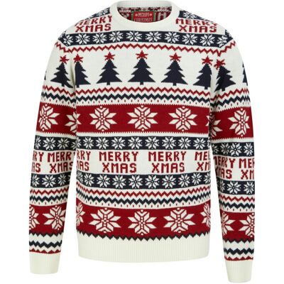 Merry Christmas Pull Noel MERRY XMASTREE rouge S male - Publicité Merry Christmas Pull Noel MERRY XMASTREE rouge S male - Publicité