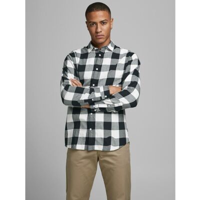 jack & jones Chemise à carreaux Slim Fit Col chemise Manches longues Blanc en coton L male - Publicité jack & jones Chemise à carreaux Slim Fit Col chemise Manches longues Blanc en coton L male - Publicité