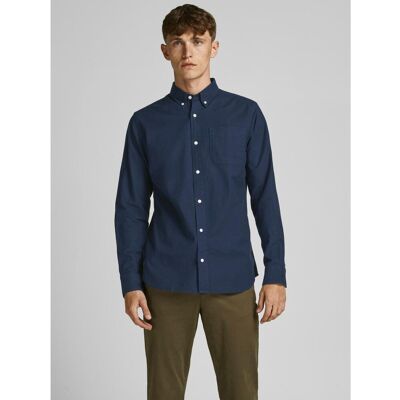 jack & jones Chemise habillée Slim Fit Col boutonné Manches longues Bleu Marine en coton XL male - Publicité jack & jones Chemise habillée Slim Fit Col boutonné Manches longues Bleu Marine en coton XL male - Publicité