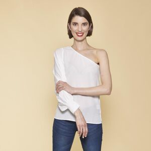 3 SUISSES Blouse encolure asymétrique une manche femme - Blanc en laine XXL female - Publicité 3 SUISSES Blouse encolure asymétrique une manche femme - Blanc en laine XXL female - Publicité
