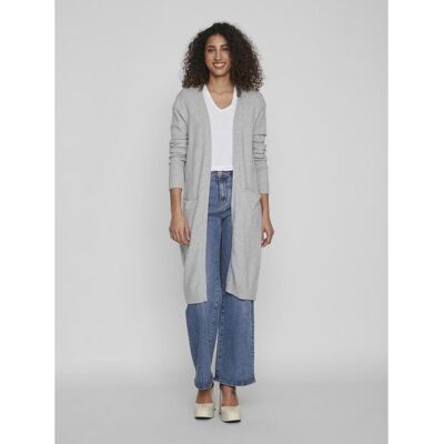 Vila Cardigan col fendu poignets côtelés gris en viscose Ava L female - Publicité Vila Cardigan col fendu poignets côtelés gris en viscose Ava L female - Publicité