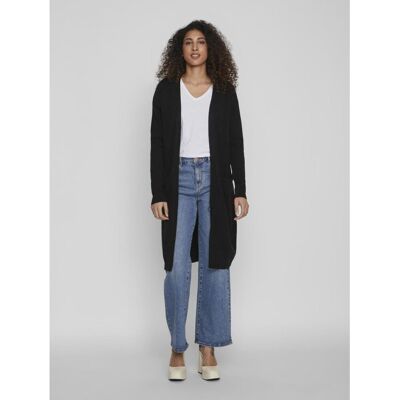 Vila Cardigan col fendu poignets côtelés noir en viscose XXL female - Publicité Vila Cardigan col fendu poignets côtelés noir en viscose XXL female - Publicité