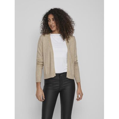 Vila Cardigan en maille poignets côtelés col fendu marron clair XL female - Publicité Vila Cardigan en maille poignets côtelés col fendu marron clair XL female - Publicité