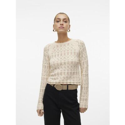 Vero Moda Pull en maille court col rond manches longues gris Ella XL female - Publicité Vero Moda Pull en maille court col rond manches longues gris Ella XL female - Publicité