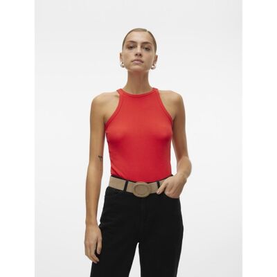 Vero Moda Top col rond sans manches rouge en coton bio Emma S female - Publicité Vero Moda Top col rond sans manches rouge en coton bio Emma S female - Publicité