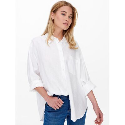 Only Chemise Col chemise Manches longues blanc en lin L female - Publicité Only Chemise Col chemise Manches longues blanc en lin L female - Publicité