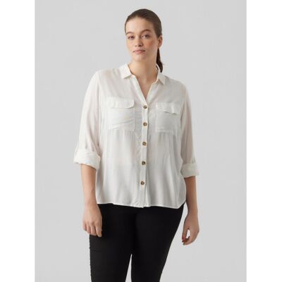 Vero Moda Chemise à manches avec revers - Blanc en viscose 44 female - Publicité Vero Moda Chemise à manches avec revers - Blanc en viscose 44 female - Publicité