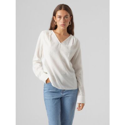 Vero Moda Top Regular Fit Col en V Manches longues Longueur regular blanc L female - Publicité Vero Moda Top Regular Fit Col en V Manches longues Longueur regular blanc L female - Publicité
