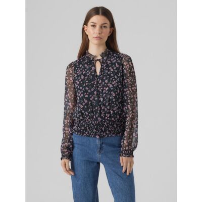 Vero Moda Top Regular Fit Imprimé all over Col en V Manches longues Court noir L female - Publicité Vero Moda Top Regular Fit Imprimé all over Col en V Manches longues Court noir L female - Publicité
