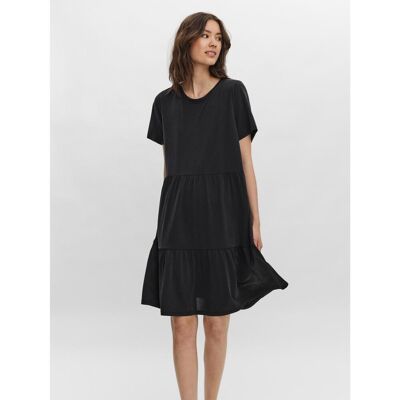 Vero Moda Robe Relaxed Fit Col rond Manches 3/4 Au-dessus du genou noir en coton modal S female - Publicité Vero Moda Robe Relaxed Fit Col rond Manches 3/4 Au-dessus du genou noir en coton modal S female - Publicité