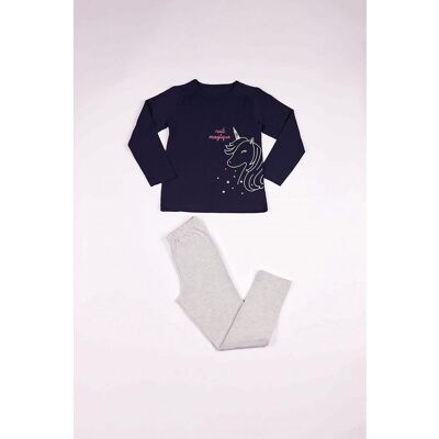 Mon P'tit Dodo Pyjama Leggings fille en Coton - Bleu Marine Imprimé / Gris Chiné - nuit magique 6 ans unisex - Publicité Mon P'tit Dodo Pyjama Leggings fille en Coton - Bleu Marine Imprimé / Gris Chiné - nuit magique 6 ans unisex - Publicité
