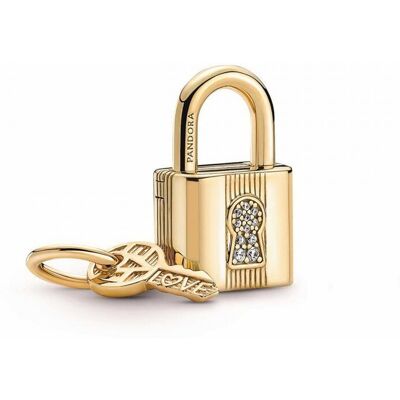 Charm Pandora moments Cadenas & Clé - Doré female - Publicité Charm Pandora moments Cadenas & Clé - Doré female - Publicité