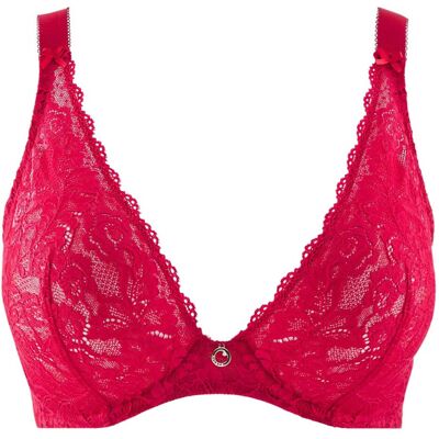 Aubade Soutien-gorge plongeant armatures rouge en dentelle 90B unisex - Publicité Aubade Soutien-gorge plongeant armatures rouge en dentelle 90B unisex - Publicité