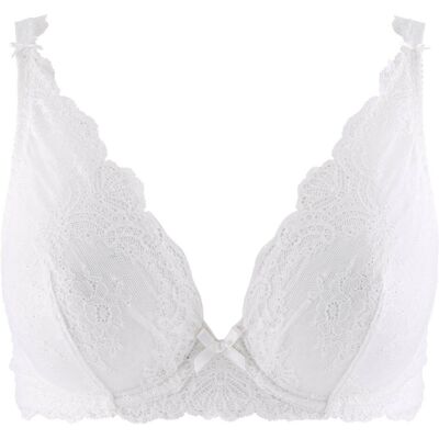 Aubade Soutien-gorge plongeant armatures blanc en dentelle 90E unisex - Publicité Aubade Soutien-gorge plongeant armatures blanc en dentelle 90E unisex - Publicité