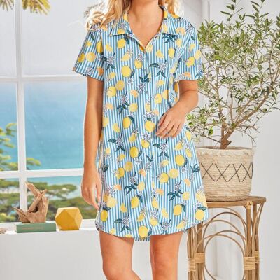 Becquet Chemise de nuit en coton CITRUS - bleu L unisex - Publicité Becquet Chemise de nuit en coton CITRUS - bleu L unisex - Publicité