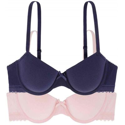 Dorina Lot de 2 Soutien-gorges balconnet armatures - Bleu et Lila 100B unisex - Publicité Dorina Lot de 2 Soutien-gorges balconnet armatures - Bleu et Lila 100B unisex - Publicité