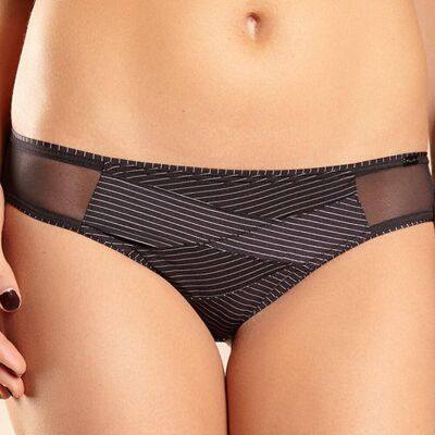 Slip noir rayures blanches Chantelle 48 unisex - Publicité Slip noir rayures blanches Chantelle 48 unisex - Publicité