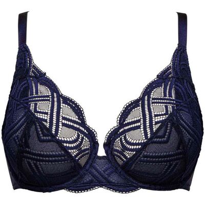 Sans Complexe Soutien-gorge emboitant dentelle graphique avec armatures bleu - Elise 110F unisex - Publicité Sans Complexe Soutien-gorge emboitant dentelle graphique avec armatures bleu - Elise 110F unisex - Publicité