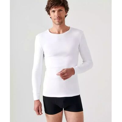Damart Tee-shirt manches longues col rond en mailles blanc XXL male - Publicité Damart Tee-shirt manches longues col rond en mailles blanc XXL male - Publicité
