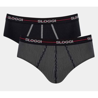 Sloggi Men Lot de 2 Slips Homme Noir et à motif T3 male - Publicité Sloggi Men Lot de 2 Slips Homme Noir et à motif T3 male - Publicité
