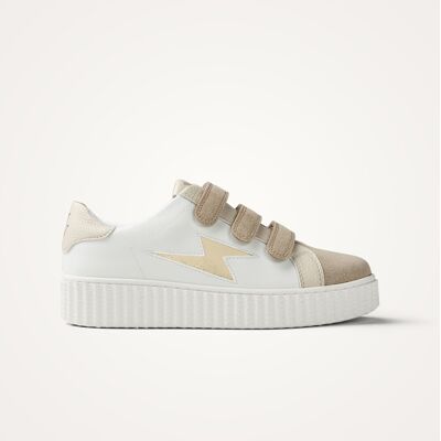 Vanessa Wu Baskets éclair Michaella blanc et beige à scratchs 36 female - Publicité Vanessa Wu Baskets éclair Michaella blanc et beige à scratchs 36 female - Publicité