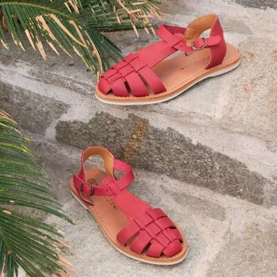 Mapache Sandale tressee framboise MATHILDA rouge en cuir 37 female - Publicité Mapache Sandale tressee framboise MATHILDA rouge en cuir 37 female - Publicité