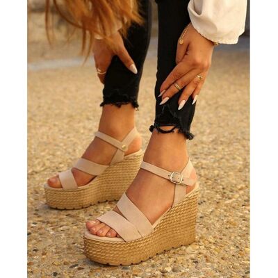 Mes jolis nu pieds Sandales compensées femme cuir beige 40 female - Publicité Mes jolis nu pieds Sandales compensées femme cuir beige 40 female - Publicité