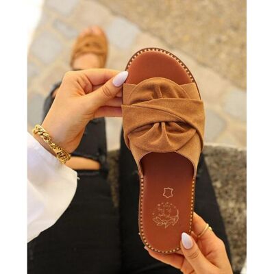 Mes jolis nu pieds Sandales plates femme cuir camel avec noeuds 40 female - Publicité Mes jolis nu pieds Sandales plates femme cuir camel avec noeuds 40 female - Publicité
